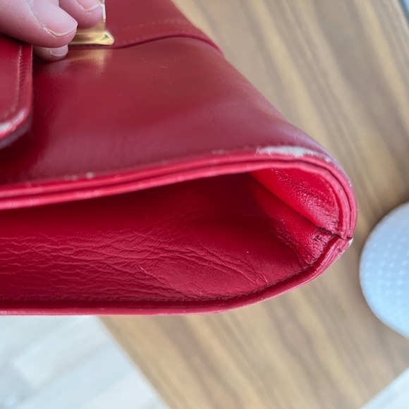 VINTAGE Red Envelope Style Shoulder Bag Clutch Bag Day to Night Business Office - Picture 13 of 16